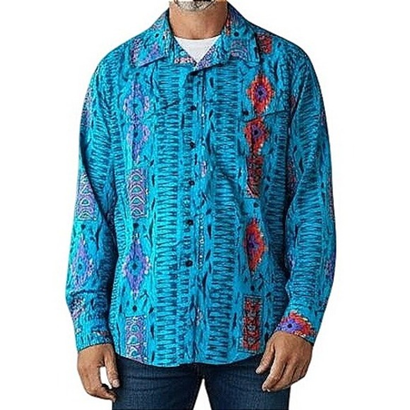 Wrangler Other - Wrangler Western Shirt Aztec Print Cowboy Cut Long Sleeve Brushpopper Style
